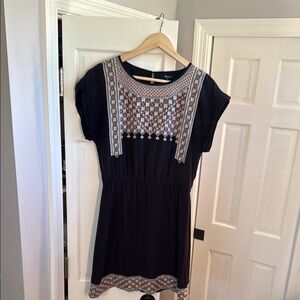 Madewell Black Embroidered short sleeve dress
